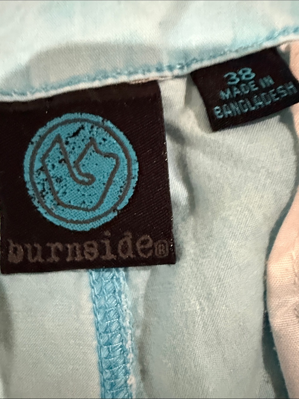 burnside Light Blue Men's Flat-Front Cotton Shorts - Picture 2 of 2